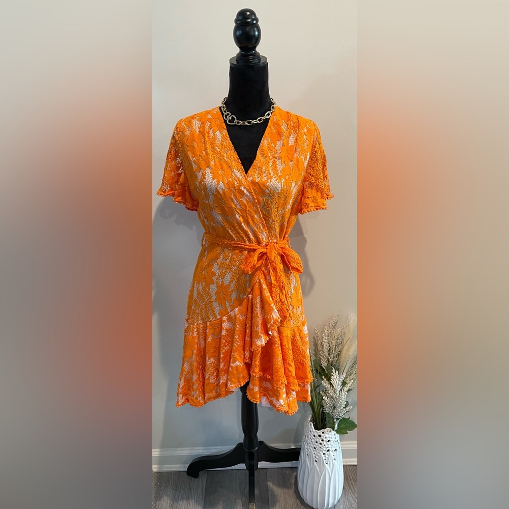 HalfIsland Beautiful Orange Lace Dress
